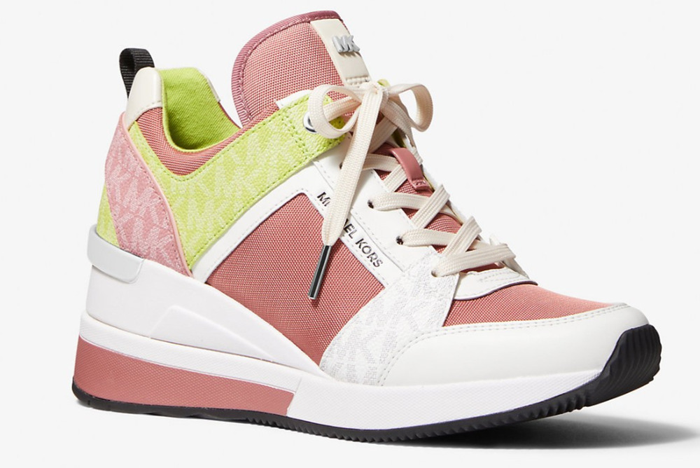 Michael Kors Georgie Trainer Rose Multi Wedges Sneakers Shoes Women's 7.5 M